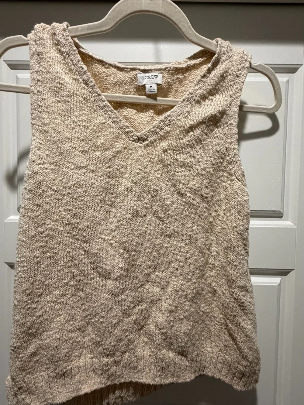 J. Crew Beige Sleeveless V-Neck Knit Top